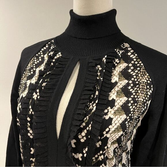 ROBERTO CAVALLI Multicolor Snake Pattern Turtle Neck Dress 44 Bodycon - Picture 2 of 14